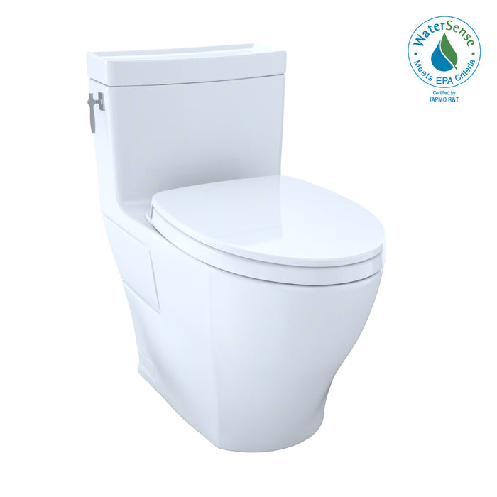 TOTO Aimes WASHLET+ One-Piece Elongated 1.28 GPF Universal Height Skirted Toilet with CEFIONTECT, Colonial White